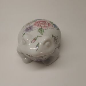 Floral Ceramic Frog Figurine. San Francisco Music Box Co. Made On Japan.